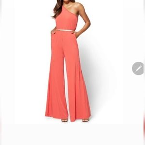 New York & Company Large orange one shoulder pant jumper
